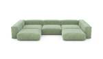 U-shape Sofa - Cord Velours - Duck Egg - 377CM X 241CM
