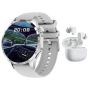 Men's Silver Dual-strap Smartwatch & Bluetooth Earphones Smart Tech Set