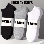 5 10 12 Pairs Of Men's Simple Solid Liner Anklets Socks Comfy Breathable Soft Sweat Absorbent Socks For Men's Outdoor Wearing