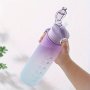 Motivational Water Bottle With Time Marker Straw Carrying Strap Leakproof Bpa-free Hydration Bottle For Gym Fitness Yoga Hiking Daily Water Intake Tracker