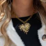 Heart Pendant Link Necklace - Gold Free