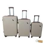 Smte Expert Hard Outer Shell Suitcase Quad WHEEL-G2 With Smte Tag 3-PIECE Beige White With Keychain