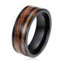 Men's Whisky Wood Black Tungsten Ring WR-219 - 8