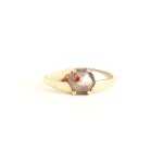 Orangey Brown Hexagon Diamond Signet Ring