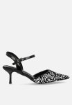 Plum Sparkle Slingback Heel - Black & Silver
