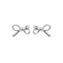 Minimalist Ribbon Bow Stud Earrings - Silver