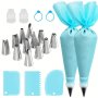 21-PIECE Cake Decorating Set - Stainless Steel Icing Piping Nozzles Reusable Pastry Bags Converters & Scrapers - Versatile Tools For Christmas Halloween Thanksgiving Baking & Cake Design