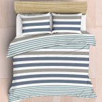 Easy Care Polycotton 144 Thread Count Duvet Cover Set - Breeze Stripe - 3 4 150 X 200CM