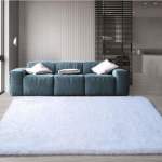 Smte Fluffy Shaggy White Rug With Keychain