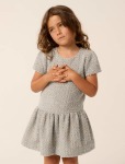 Lucinda Girls Drop Waist Dress - 10-12 Yrs Mint Tweed
