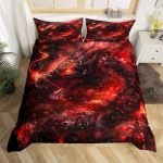 Black Dragon Bedding Set Red Fire Comforter Cover Set For Teens Women Room Decor Cool Dragon Duvet Cover Breathable Dragon Scale