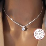 Elegant Moissanite Pendant Necklace For Women - 925 Sterling Silvery Vintage Boho Style Perfect For Weddings Mother's Day & Vale