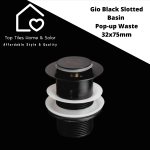 Gio Black Slotted Basin Pop-up Waste - 32X75MM