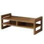 Two Tier Desktop Wood Monitor Riser Stand Organizer With Storage - Brown