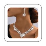 Unicra Crystal Bridal Wedding Jewelry Set Silver Rhinestone Necklace Earrings Bracelet Sets Formal Costume Jewelry For Women And
