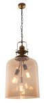 Satin Brass Pendant With Amber Glass