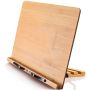 Bamboo Reading Stand Adjustable Height Book Stand With Page Holder Clips