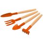 4 Piece Gardening Set With Metal Pieces And Wooden Handle