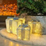 3PCS LED Lighted Gift Boxes Battery Operated Holiday Outdoor Decoration For Christmas Halloween Party And Lawn D Cor Batteries N
