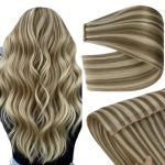Youngsee Butterfly Weft Hair Extensions Human Hair Highlights 100G 20 Inch Seamless Pu Hole Weft Hair Extensions Light Brown Hig