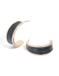 Goldair Gold Black Marble Inlay Hoop Earrings