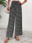 Floral Print Wide Leg Pants Vacation High Waist Loose Pants For Spring & Summer Women's Clothing