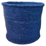 Natural Wooven Reed Basket Blue 28CM