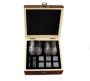 Whisky Stone Gift Set: Glasses Wooden Box Reusable Cubes