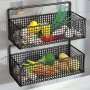 Cast Iron Wall-mounted Kitchen Storage Rack Multi-functional Spice Organizer Food Contact Safe Holds Herbs Vegetables And Condiments - Holds Up To 22KG