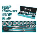 Totai Total Socket Set 15PC 3 4" 30-60MM Steel Box