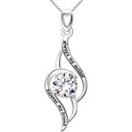 ALOV Jewelry Sterling Silver "always My Mother Forever My Friend" Love Cubic Zirconia Pendant Necklace