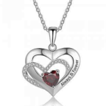 CNE103247 Sterling Silver Heart Necklace With A Birthstone