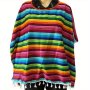 Multi Colored Mexican Poncho Costume Accessory Cosplay For Halloween Fiesta Events Colorful Theme Fun And Festive Celebrations Party Favor