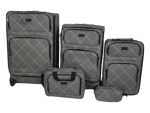 Smte Fabric 5 Piece Luggage Set Grey With Keychain