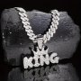 1PC Hip Hop Crown King Letter Pendant Miami Cuban Chain Rock Band Jewelry Gift For Men And Women