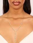 Goldair Gold Plated Blue Cubic Zirconia Alternating Oval Y-necklace
