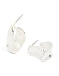 Silver Textured Swirl Huggie Earrings