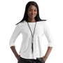 Asymmetrical Button Silky Patch Panel Top - Off White / Free