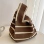 Chic Women's Knit Tote Bag - Colorful Print Lightweight Shoulder & Handbag With Top Handle - Available In Coffee Pink Black