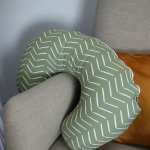 Feeding Pillow Cover Green With White Pattern Modern Herringbone