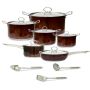 15 Piece Stainless Steel Heavy Bottom Cookware With Golden Handle Set
