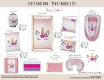 Cot Duvet Bedding Spicy Unicorn Pink Sparkles Set