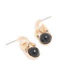 Goldair Gold Black Stone MINI Doorknocker Round Stud Earrings