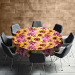 Sunflowers On White Background Round Tablecloth