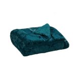 Home Soft Things Brushed Faux Fur Throw With Sherpa Backing 60" X 80" Dark Teal Soft Fluffy Lightweight Luxury Throw For All Sea