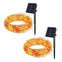 Pack Of 2 - 10M Solar Copper Fairy Lights - Warm White