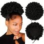 Synthetic Dreadlock Afro Puff Hair Bun Chignon Drawstring Ponytail Extension Faux Locs Clip In Pony Tail Hair Pieces For Women