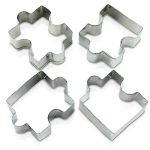 4PCS Puzzle Cookie Cutter Set - Puzzle Piece Fondant Cutter Stainless Steel Clay Cutters Fondant Biscuit Cutters Tool For Baking