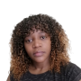 Curly Fringe Rainbow Synthetic Hair Wig Color T1B/30.