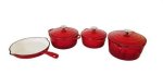 Continental Smte Homeware 7 Piece Cast Iron Pot Set Double Red With Keychain